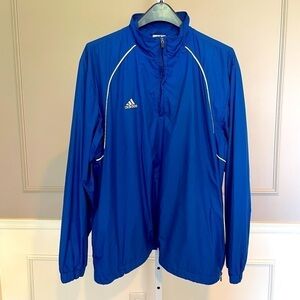 Adidas Men's Jacket L vintage royal blue 90's lined 1/4 zip windbreaker pullover
